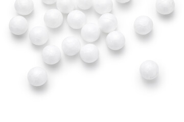 Small styrofoam balls isolated on white background