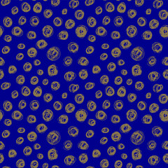 Golden dots on king blue background seamless repeat pattern print