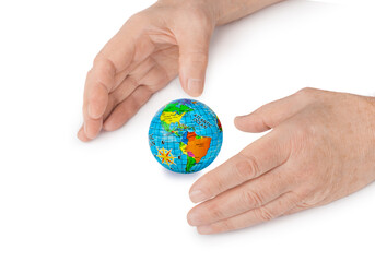 Hands and globe