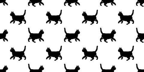 cat seamless pattern kitten calico walking vector neko breed dog pet sleep cartoon repeat wallpaper tile background scarf isolated illustration doodle design