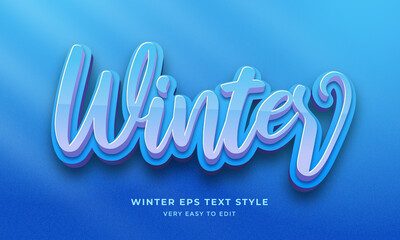 Winter Editable font effect, snow blue color bold text style 