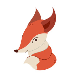 One cute little fox. A flat vector character on a white background