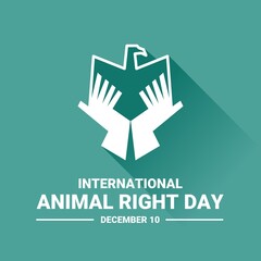 International animal rights day, with hand symbol supporting a bird, flat style, as a banner or poster. vector illustration.