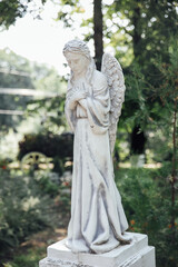Obraz premium statue of guardian angel in a green forest