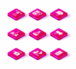 Set Cinema camera, Crime news, Interview, Breaking, Information, Megaphone, War journalist and Mobile recording icon. Vector