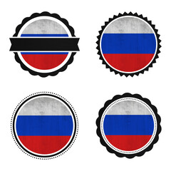 World countries A-Z. Universal round labels pack on white background. Russia