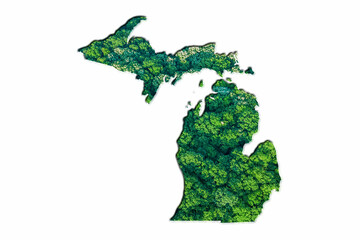 Green Forest Map of Michigan