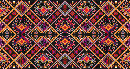 Seamless pattern geometric ethnic oriental ikat wallpaper. EP.4