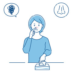 摩擦で鼻が痛い女性　3色