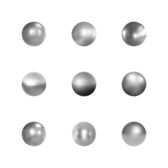Set of silver sphere isolated on white background. Vector illustration