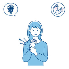 手荒れの女性　3色