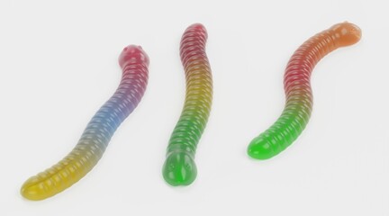 Realistic 3D Render of Gummy Worms