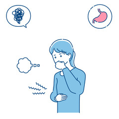 胃が痛い女性　3色