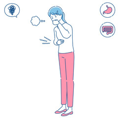 胃が痛い女性　3色