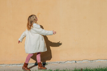 Obraz na płótnie Canvas woman in the street with coat walking