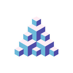 Abstract isometric object made of small and large cubes. Vector illustration