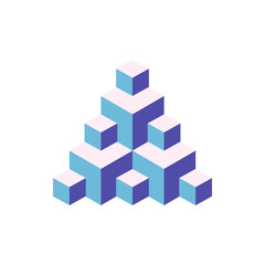 Obraz premium Abstract isometric object made of small and large cubes. Vector illustration