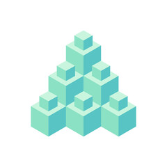 Obraz premium Abstract isometric object made of turquoise colored cubes. Vector illustration