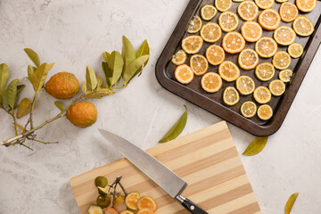 Lemons on a cutting board