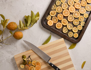 Lemons on a cutting board