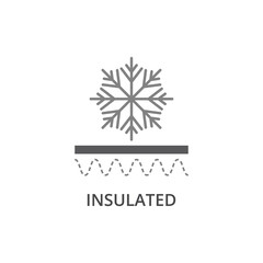 Insulated fabric material feature vector icon. Insulation fabrics features label symbol.
