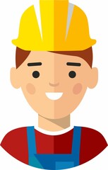 Builder avatar in safety helmet in flat style icon. Occupation avatar Builder in flat colorful style.