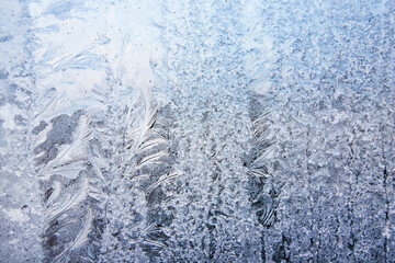 Ice patterns on winter glass