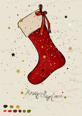 Christmas poster with christmas socks from new ink style collection.