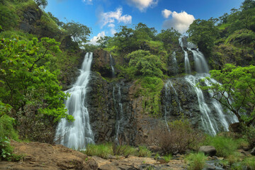 Fototapeta premium Ranjan Waterfalls one of the finest in Kolhapur, Sonurle Kolhapur, Maharashtra, India