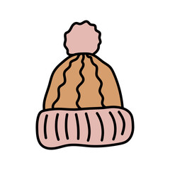Hand-drawn doodle style vector hat, isolated on white background.
