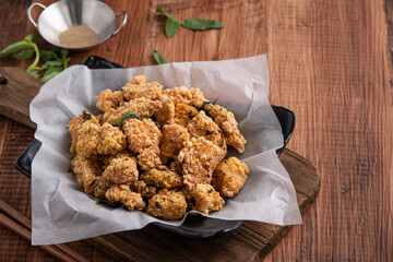 Delicious fried popcorn chicken in Taiwan.
