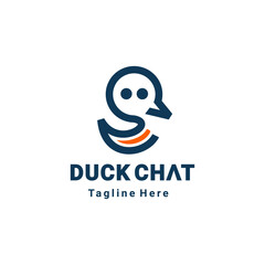 Combination Duck and chat icon with style flat minimalist in white background ,vector logo design editable