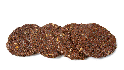 flaxseed crackers isolated on white background