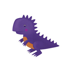Dinosaur watercolor illustration. Purple Tyrannosaurus Rex clipart. Tropical animal