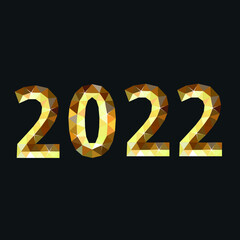 polygonal golden shining 2022 on black background - 473509057