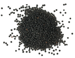 black lentils isolated on white background