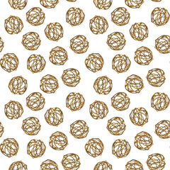 Seamless pattern of rattan or pedig ball on white background. Watercolor hand drawing illustration for wallpaper, textile, fabric.