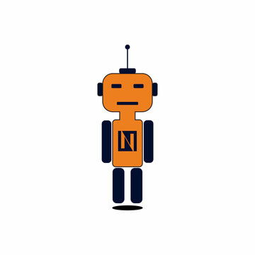 robot character design logo vector image illustration
