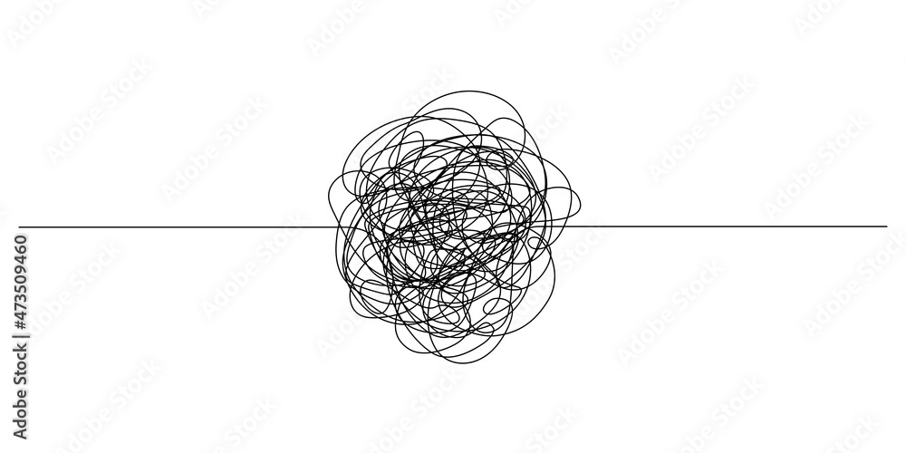 Aufkleber Hand drawn scribble chaotic scrawl doodle line. Abstract tangled continuous thin linear. Vector illustration Isolated on white background