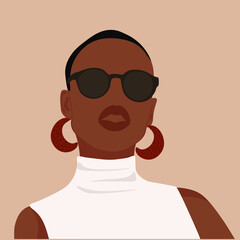 African American pretty girl. Female portrait. Black beauty concept. Vector Illustration of Black Woman. Great for avatars. Fashion, beauty