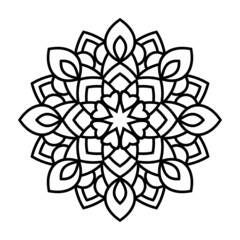Isolated mandala in vector. Round pattern in white and black colors. Decorative element for coloring books, pillow, textile