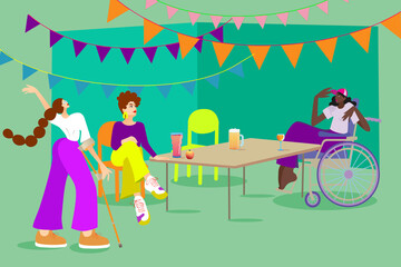 Naklejka premium Party and celebration with a group of women indoors 