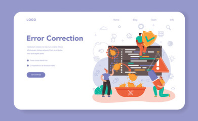 Software tester web banner or landing page. Application or website