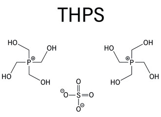 tetrakis(hydroxymethyl)phosphonium sulfate (THPS) biocide molecule. Skeletal formula.