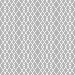 Minimalist style seamless pattern background with white lines forming geometric rhombus ornament on gray backdrop