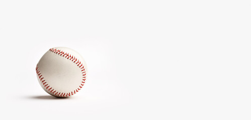 Baseball ball on white background with copy space.