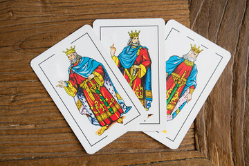 The Magi from the East. Christmas scene in the desert with playing cards.