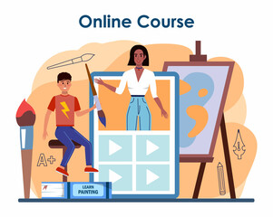 Art school education online service or platform. Student learning
