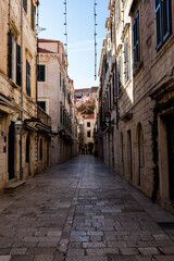 Fototapeta na wymiar Old streets of downtown of Dubrovnik, Croatia