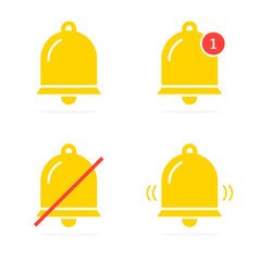 Bell Notification icon set, Vector isolated simple bells symbol